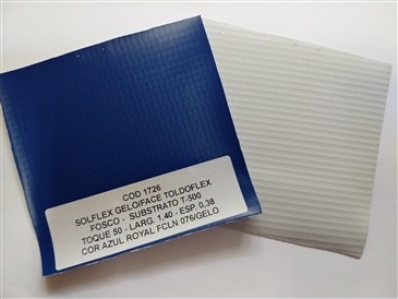 Solflex Gelo/FaceToldoFlex PZL500MDAC 35 -Toq.50 Fosco T500 - Larg:1,40m Esp:0,35 Azul Royal-Bob.40M