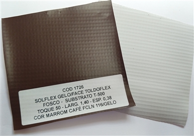 Solflex Gelo/FaceToldoFlex PZL500MDAC 35 -Toq:50 Fosco T500 -Larg:1,40m Esp:0,35 Marrom Cafe-Bob.40m