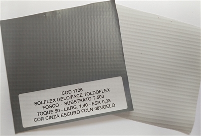 Solflex Gelo/FaceToldoFlex PZL500MDAC 35 -Toq.50 Fosco T500 - Larg:1,40m Esp:0,35 Cinza Esc.-Bob:40M